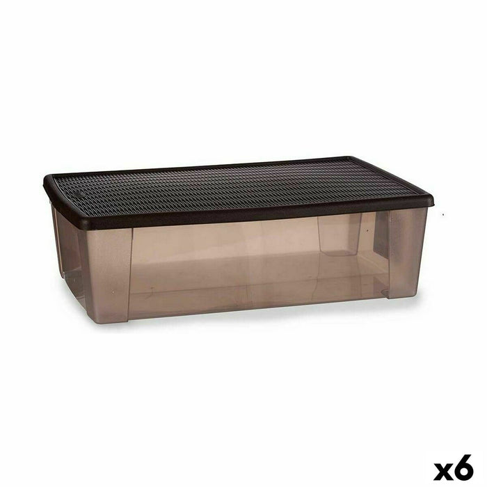 Stefanplast Elegance Brown Plastic Storage Box with Lid 30 L 38.5 x 17 x 59.5 cm (6 Units)