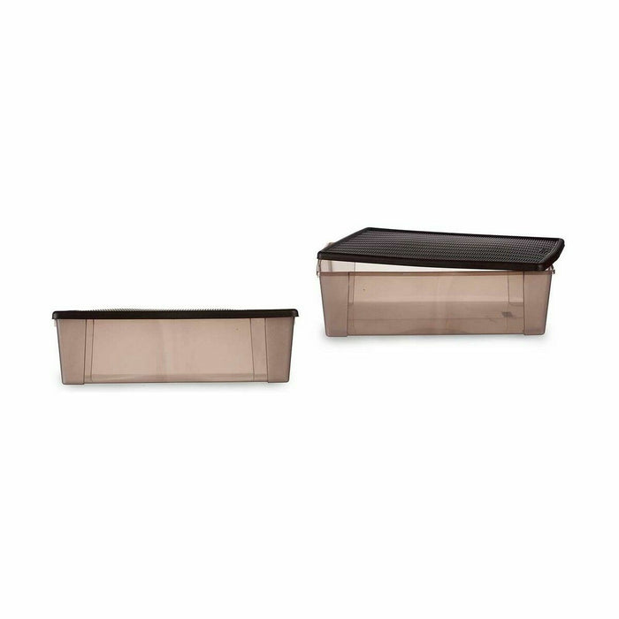 Stefanplast Elegance Brown Plastic Storage Box with Lid 30 L 38.5 x 17 x 59.5 cm (6 Units)