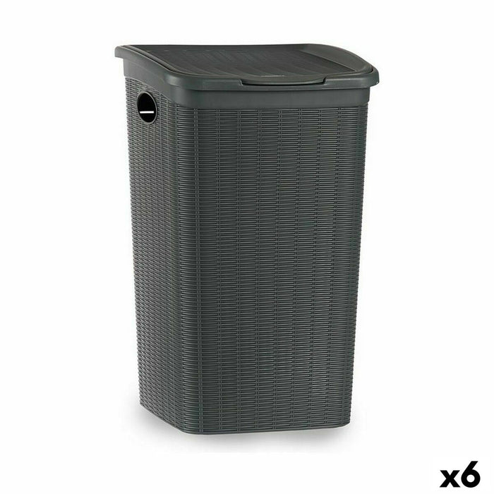 Stefanplast Elegance Gray Plastic Laundry Basket 50 L 36.5 x 54.5 x 38 cm (6 Units)