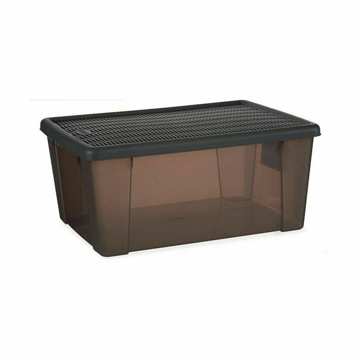 Stefanplast Elegance Grey Plastic Storage Box with Lid 15 L 29 x 17 x 39 cm (6 Units)