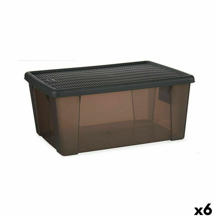 Stefanplast Elegance Grey Plastic Storage Box with Lid 15 L 29 x 17 x 39 cm (6 Units)