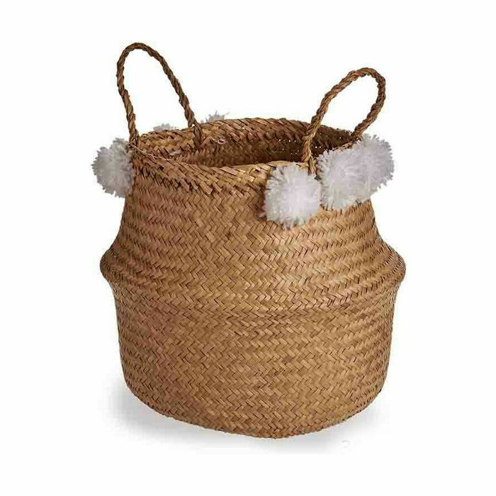 Decorative White Natural Reed Basket 25 L 30 x 35.5 x 31 cm (8 Units)