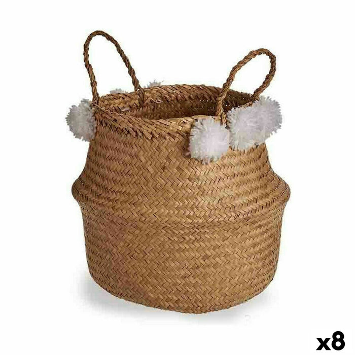 Decorative White Natural Reed Basket 25 L 30 x 35.5 x 31 cm (8 Units)