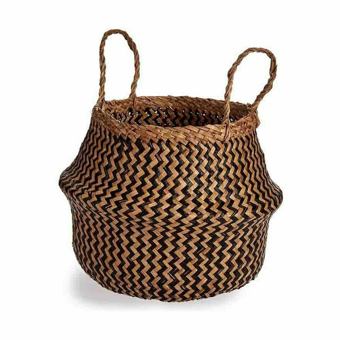 Decorative Basket Black Natural Reed 8 L 31 x 38 x 31 cm (8 Units)