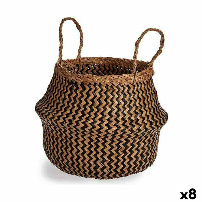 Decorative Basket Black Natural Reed 8 L 31 x 38 x 31 cm (8 Units)