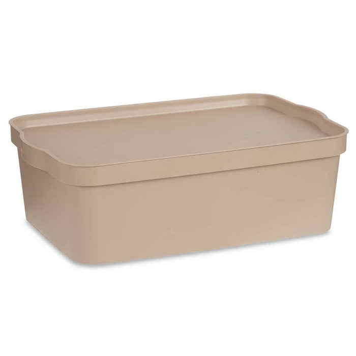 Beige Plastic Storage Box with Lid 14 L 29.5 x 14.5 x 45 cm (12 Units)