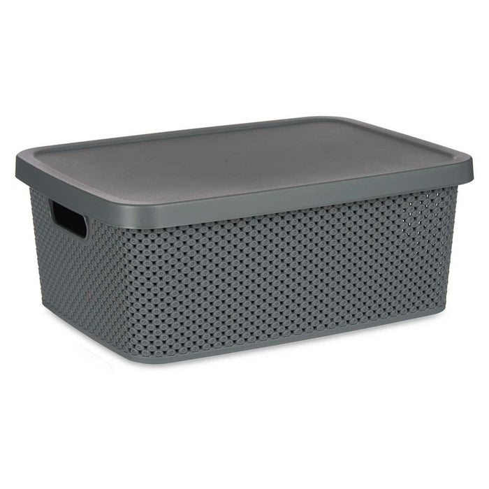 Anthracite Plastic Storage Box with Lid 13 L 28 x 15.5 x 39 cm (12 Units)