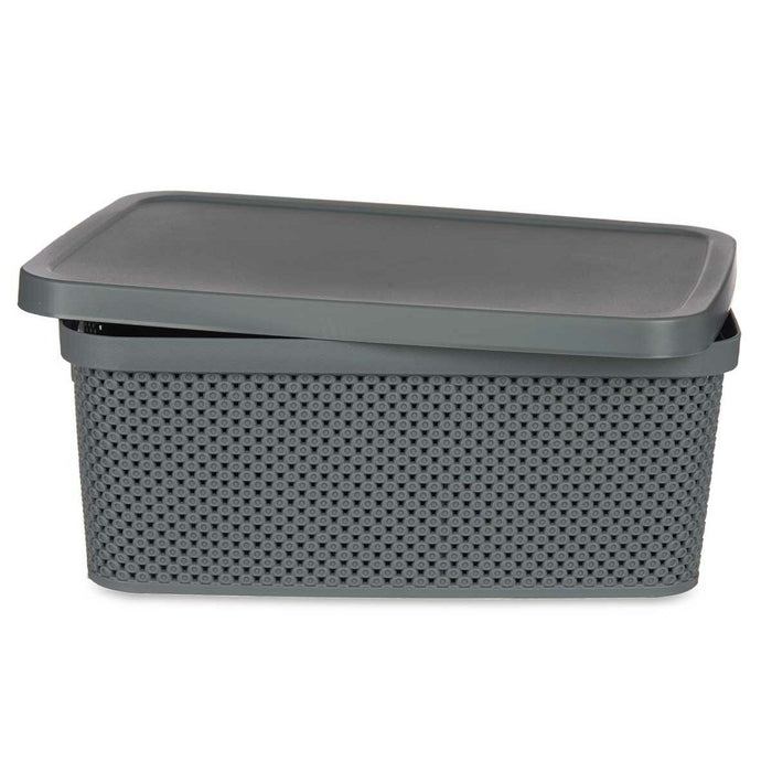 Anthracite Plastic Storage Box with Lid 13 L 28 x 15.5 x 39 cm (12 Units)