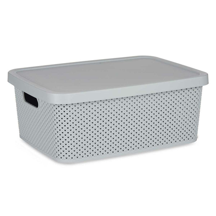 Gray Plastic Storage Box with Lid 13 L 28 x 15 x 39 cm (12 Units)