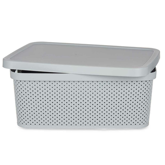 Gray Plastic Storage Box with Lid 13 L 28 x 15 x 39 cm (12 Units)