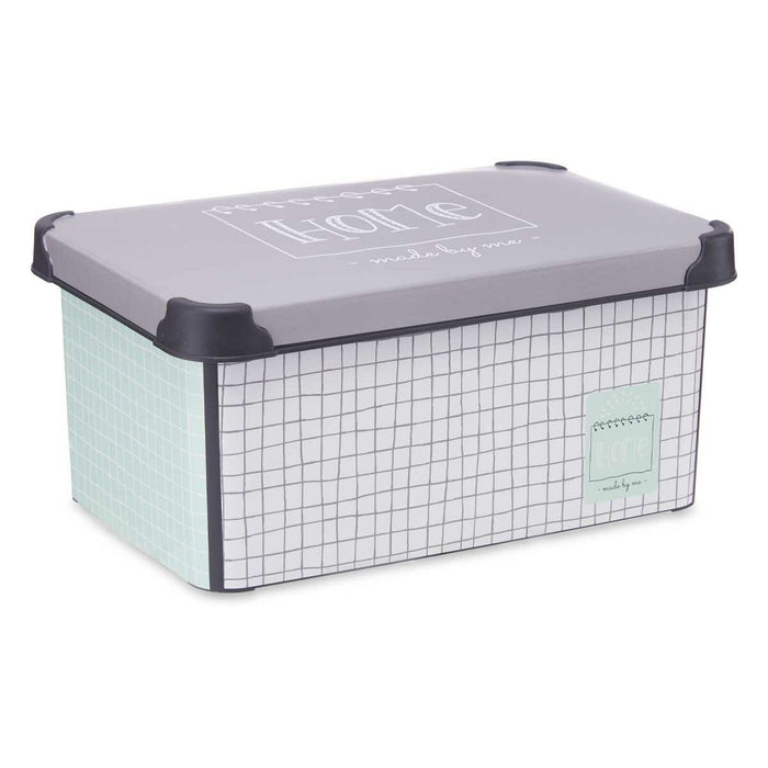Home Squared Grey Plastic Storage Box with Lid 10 L 23.5 x 16.5 x 35 cm (12 Units)