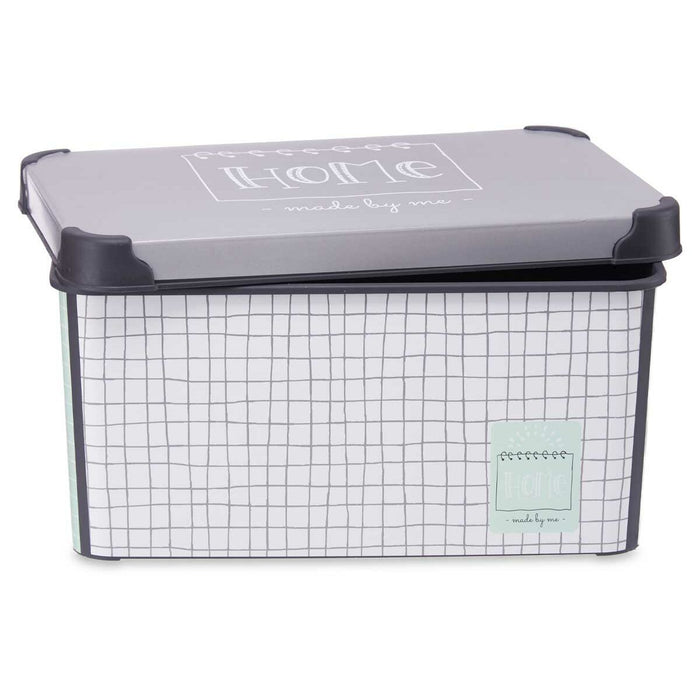 Home Squared Grey Plastic Storage Box with Lid 10 L 23.5 x 16.5 x 35 cm (12 Units)