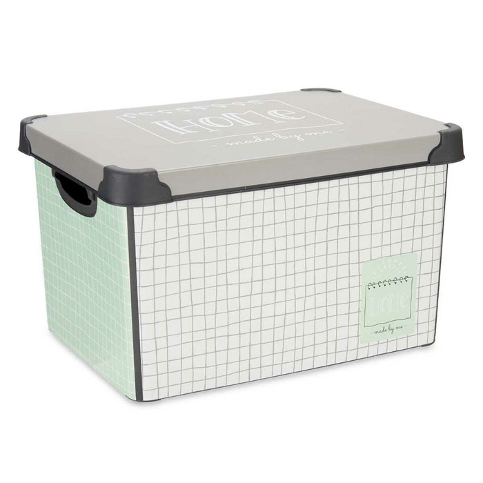 Home Squared Grey Plastic Storage Box with Lid 17 L 28 x 22 x 37 cm (12 Units)