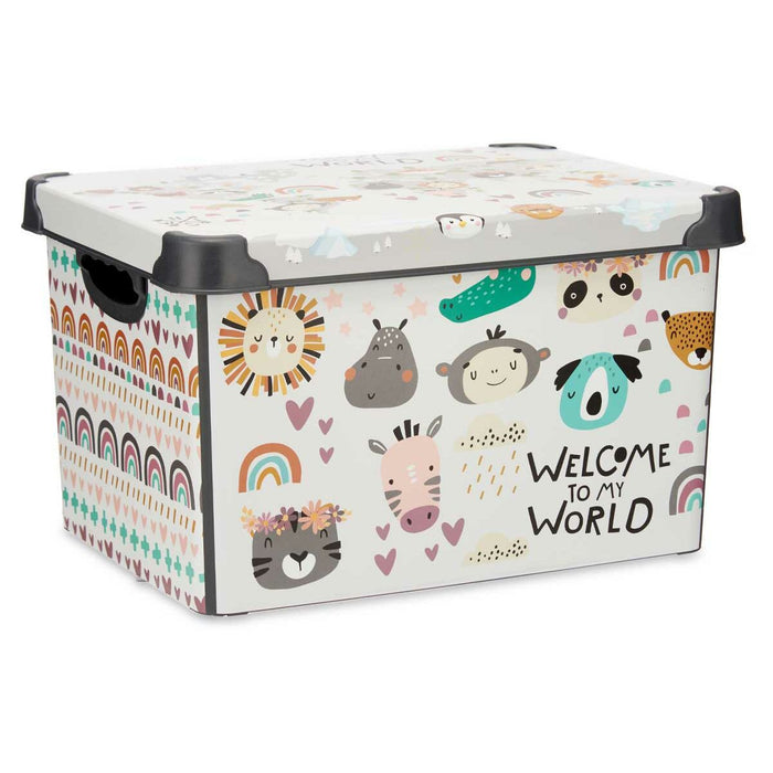 Plastic Animal Children's Storage Box with Lid 22 L 30 x 23.5 x 40 cm (12 Units)