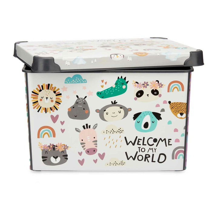 Plastic Animal Children's Storage Box with Lid 22 L 30 x 23.5 x 40 cm (12 Units)