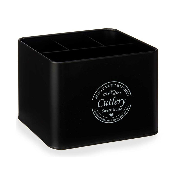 Multipurpose Cutlery Basket Black Metal 18 x 13.3 x 15.3 cm (6 Units)