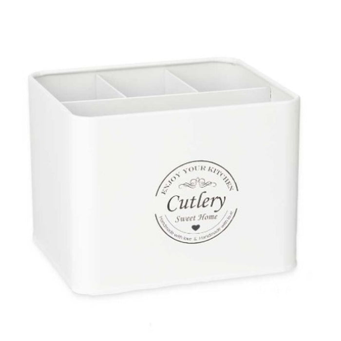 Multipurpose Cutlery Basket White Metal 18 x 13.3 x 15.3 cm (6 Units)