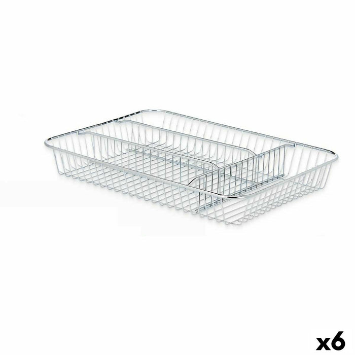 Silver Metal Cutlery Organizer 26 x 4.5 x 35.5 cm (6 Units)