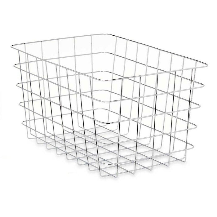 Silver Metal Multipurpose Basket 38 x 21 x 26 cm Rectangular (6 Units)