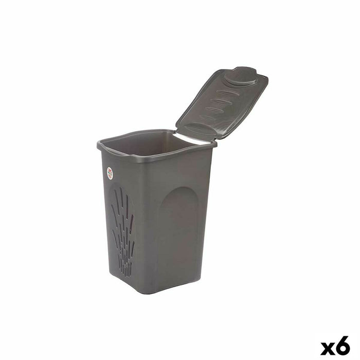 Stefanplast Anthracite Plastic Laundry Basket 50 L 37 x 56 x 39 cm (6 Units)