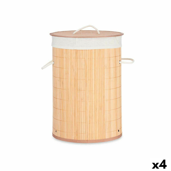 Natural Laundry Basket Metal Bamboo MDF Wood 48 L 37 x 50 x 37 cm (4 Units)