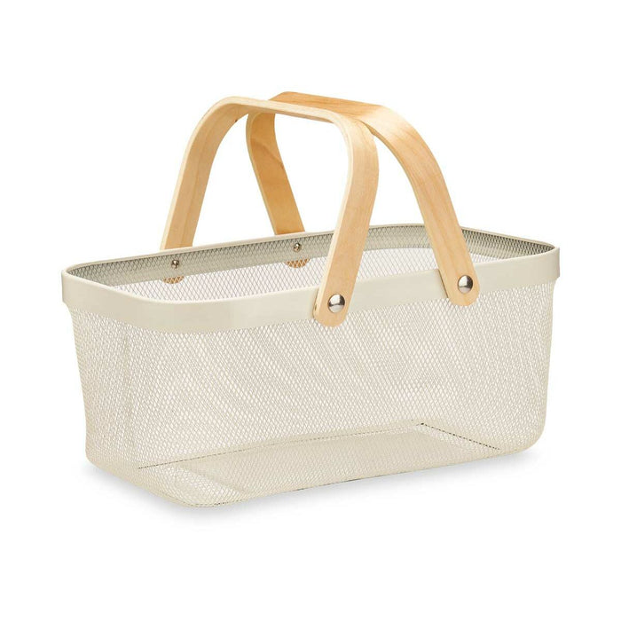 White Wood Metal Basket 42.5 x 18 x 26.5 cm (6 Units)