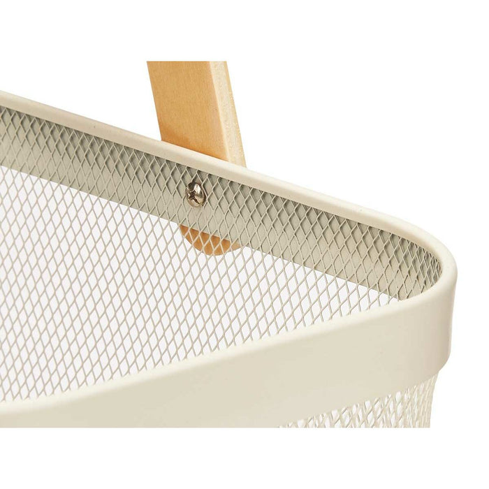 White Wood Metal Basket 42.5 x 18 x 26.5 cm (6 Units)
